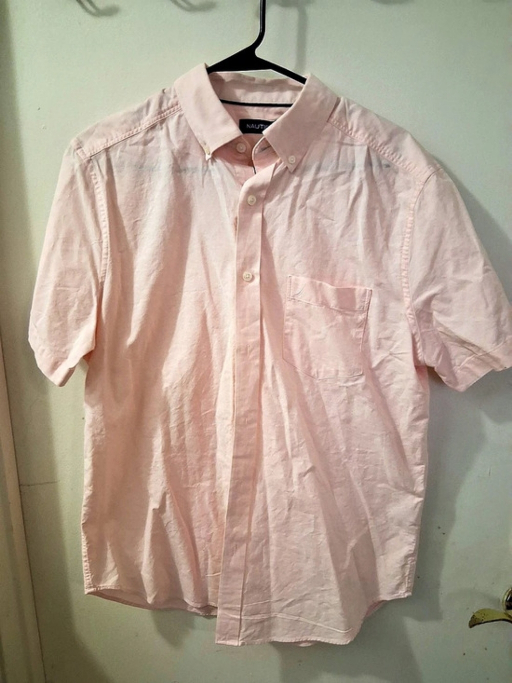 Nautica Pink Short Sleeve Button Down Size Medium